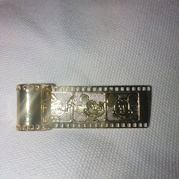 Disney Brooch Gold Tone Mickey Mouse Film Strip Reel Lapel Pin 1980 Vintage - Picture 5 of 8